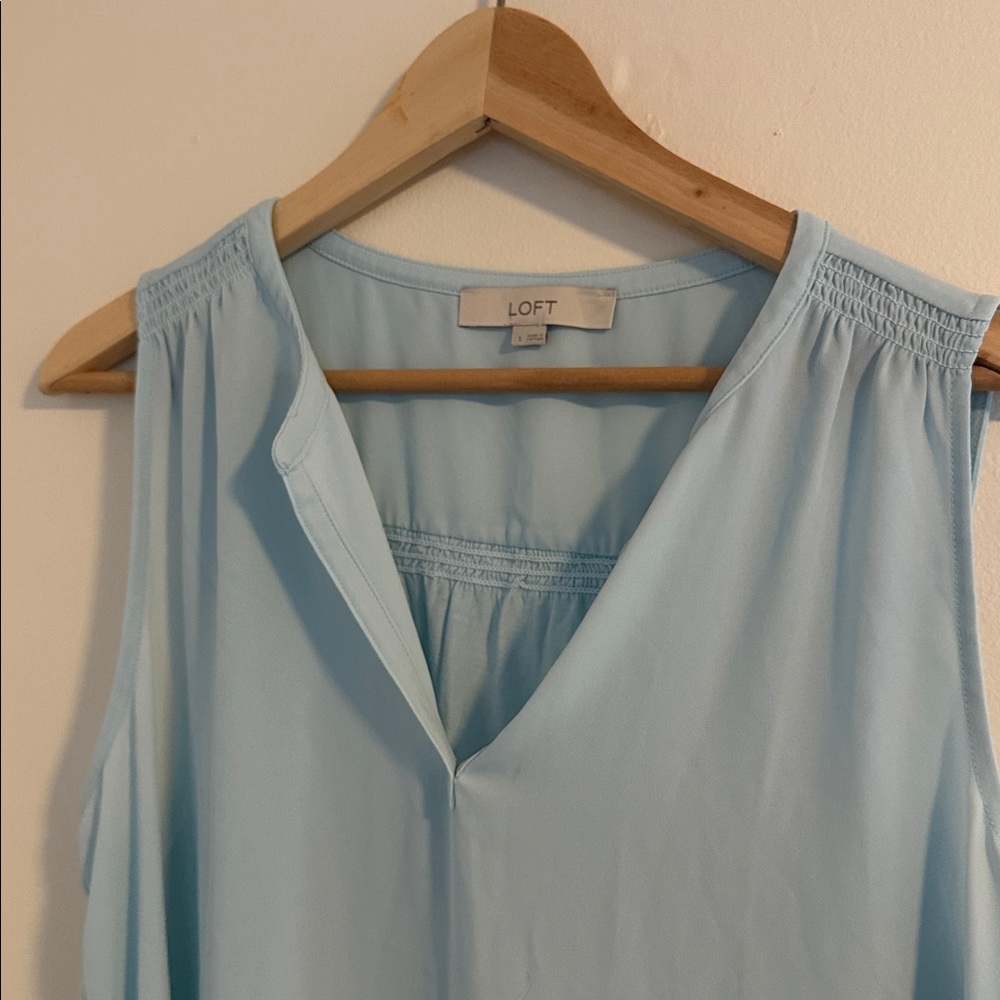 LOFT Sky Blue V-Neck Sleeveless Top